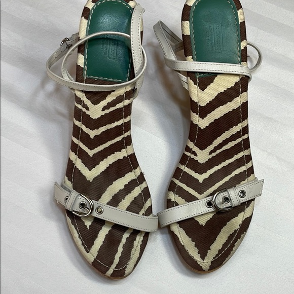 Coach Jodie Wood Heeled Sandals, White Leather - Picture 7 of 14